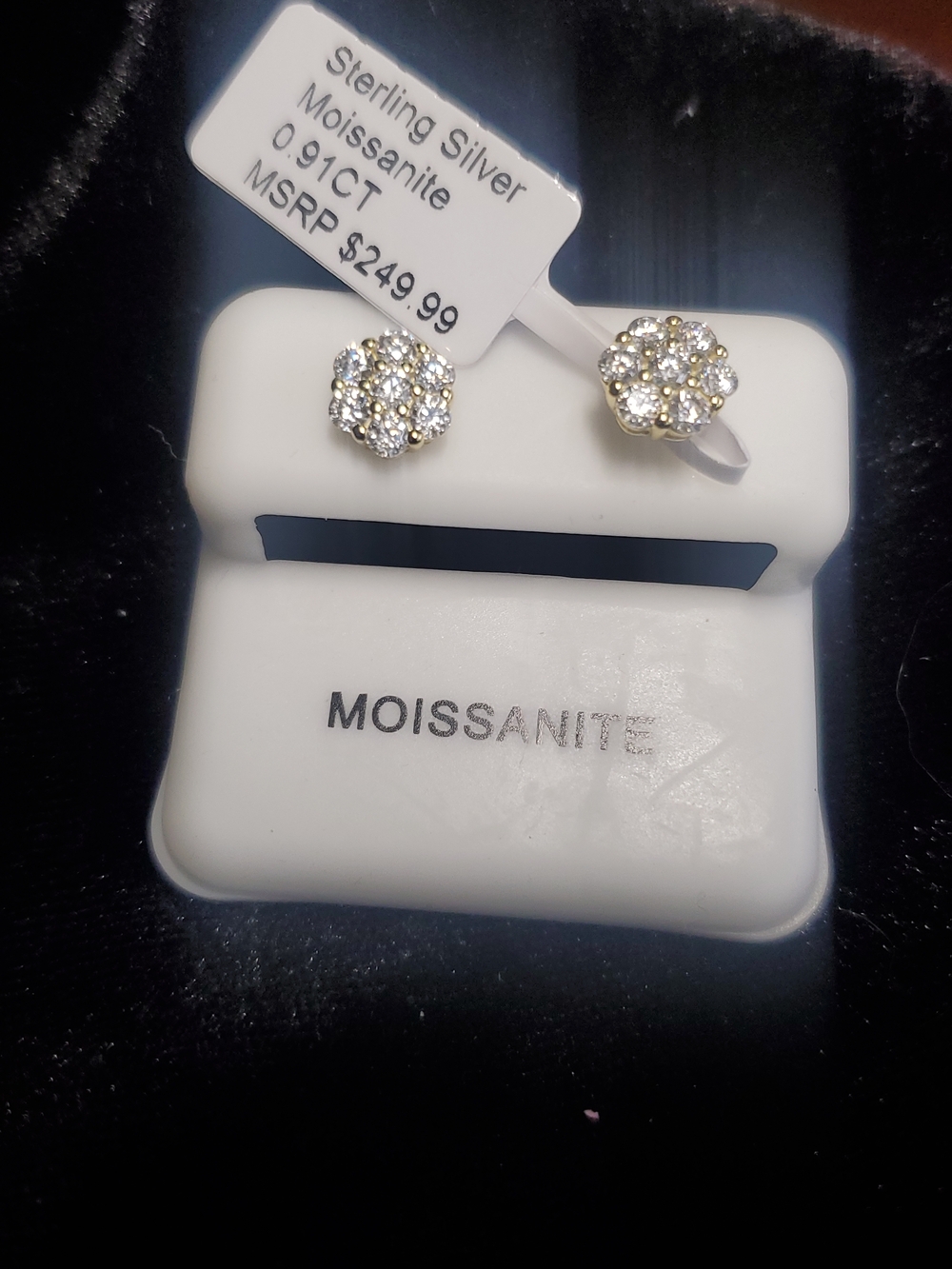 925 Sterling Silver &  0.91 CT Moissanite Floral Cluster Stud Earrings - Clear